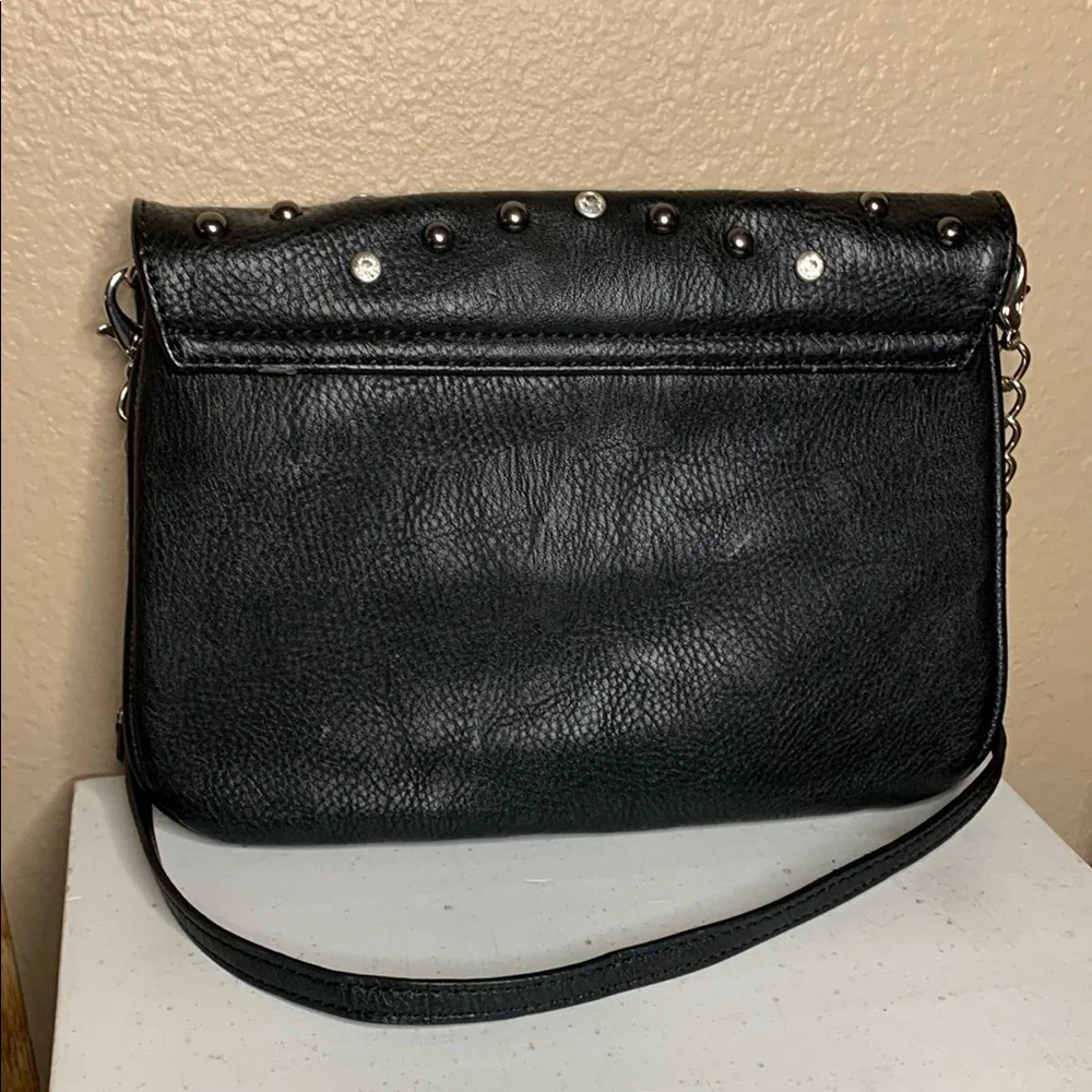 GRACE ADELE Black Studded Rhinestone Clutch or Shoulder Bag